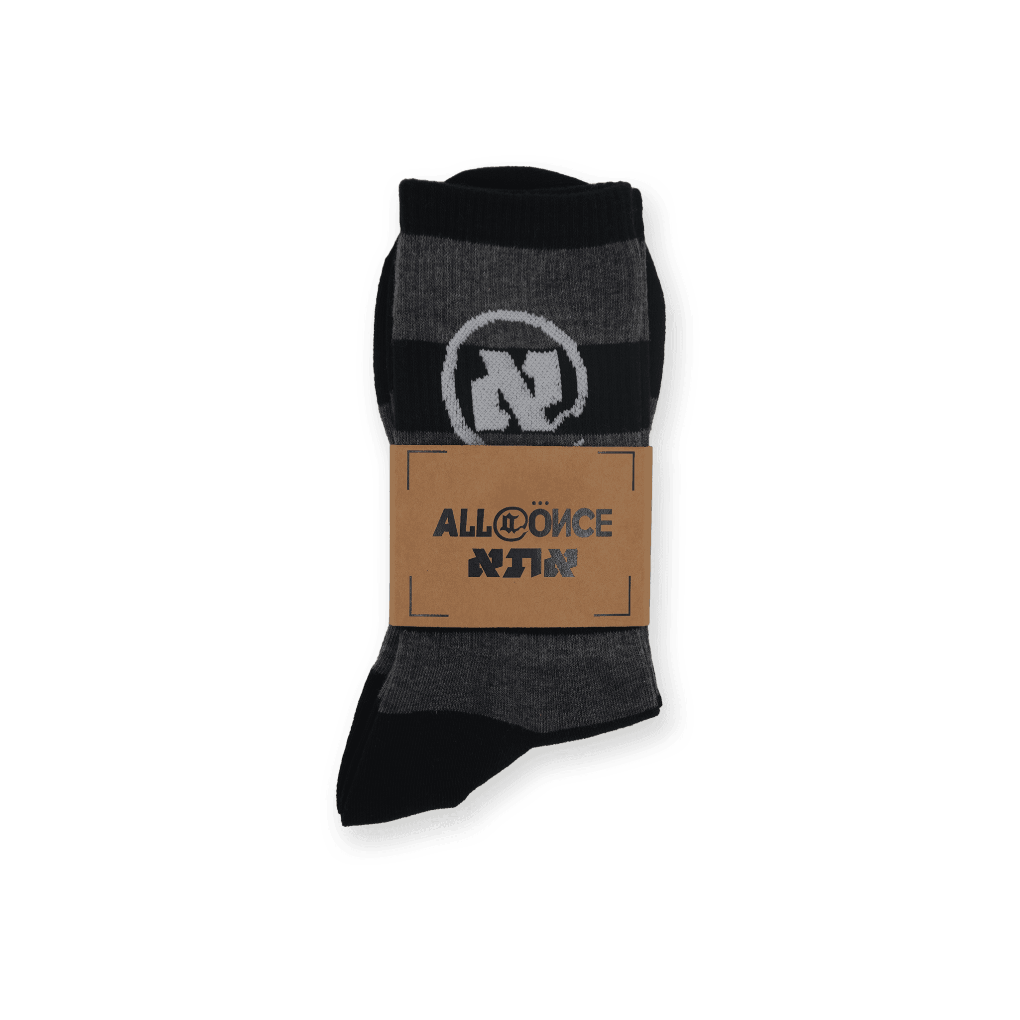 Black And Grey Striped Alef Socks - All@Once