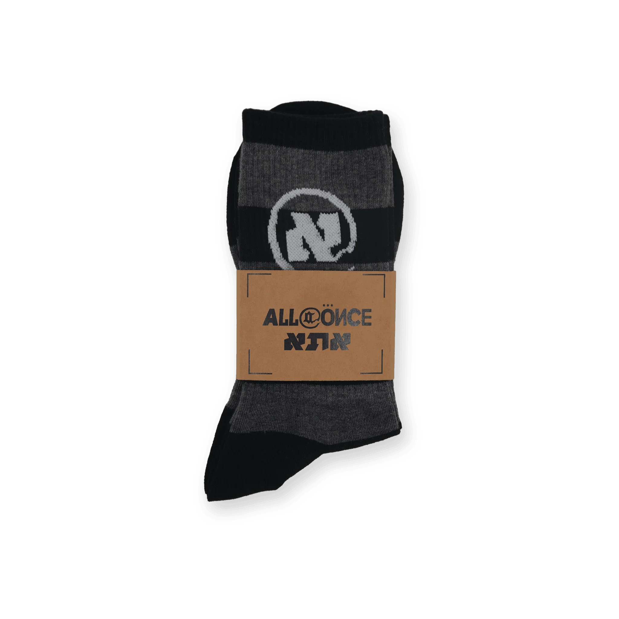 Black And Grey Striped Alef Socks - All@Once