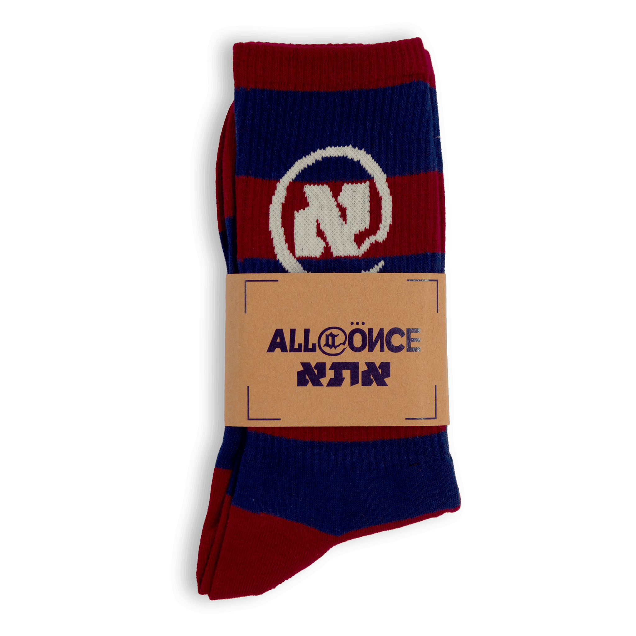 Red and Dark Blue Striped Alef Socks - All@Once