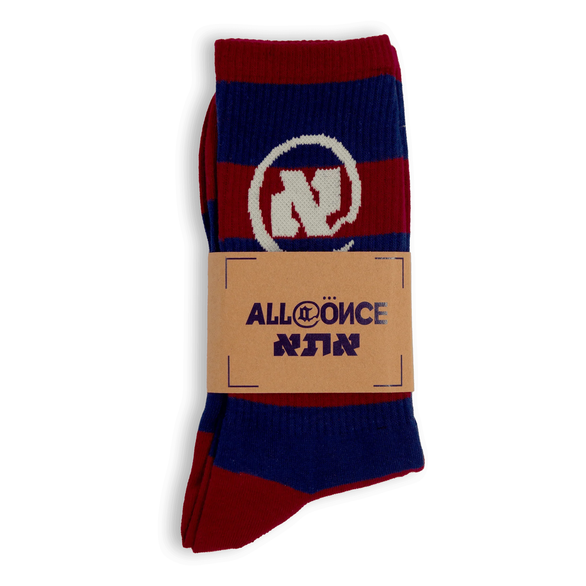 Red and Dark Blue Striped Alef Socks - All@Once