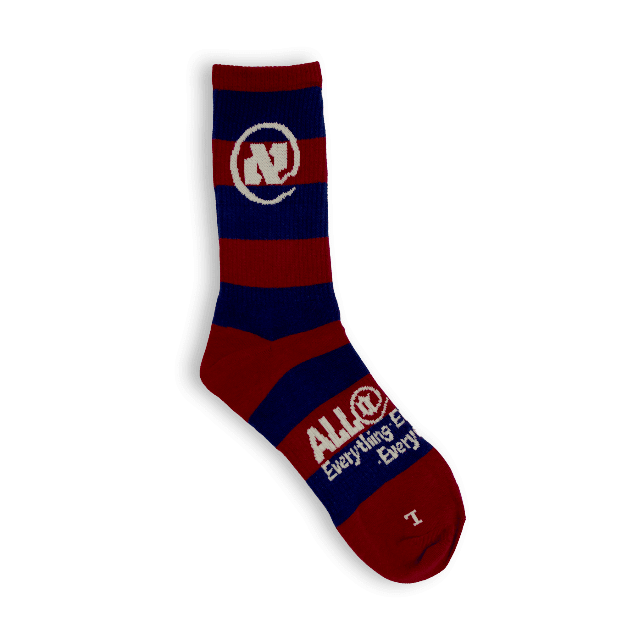 Red and Dark Blue Striped Alef Socks - All@Once