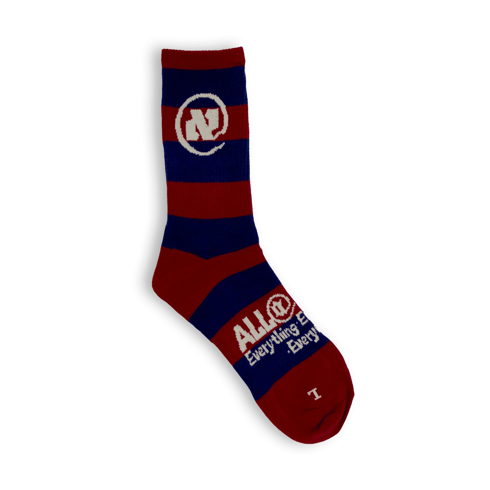 Red and Dark Blue Striped Alef Socks - All@Once
