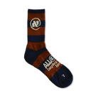 Brown and Dark Blue Striped Alef Socks - All@Once