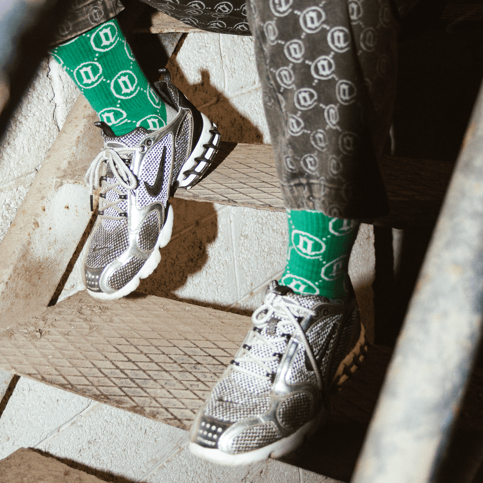 Green Monogram Socks - All@Once