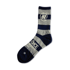 Heather Grey and Dark Blue Striped Alef Socks - All@Once