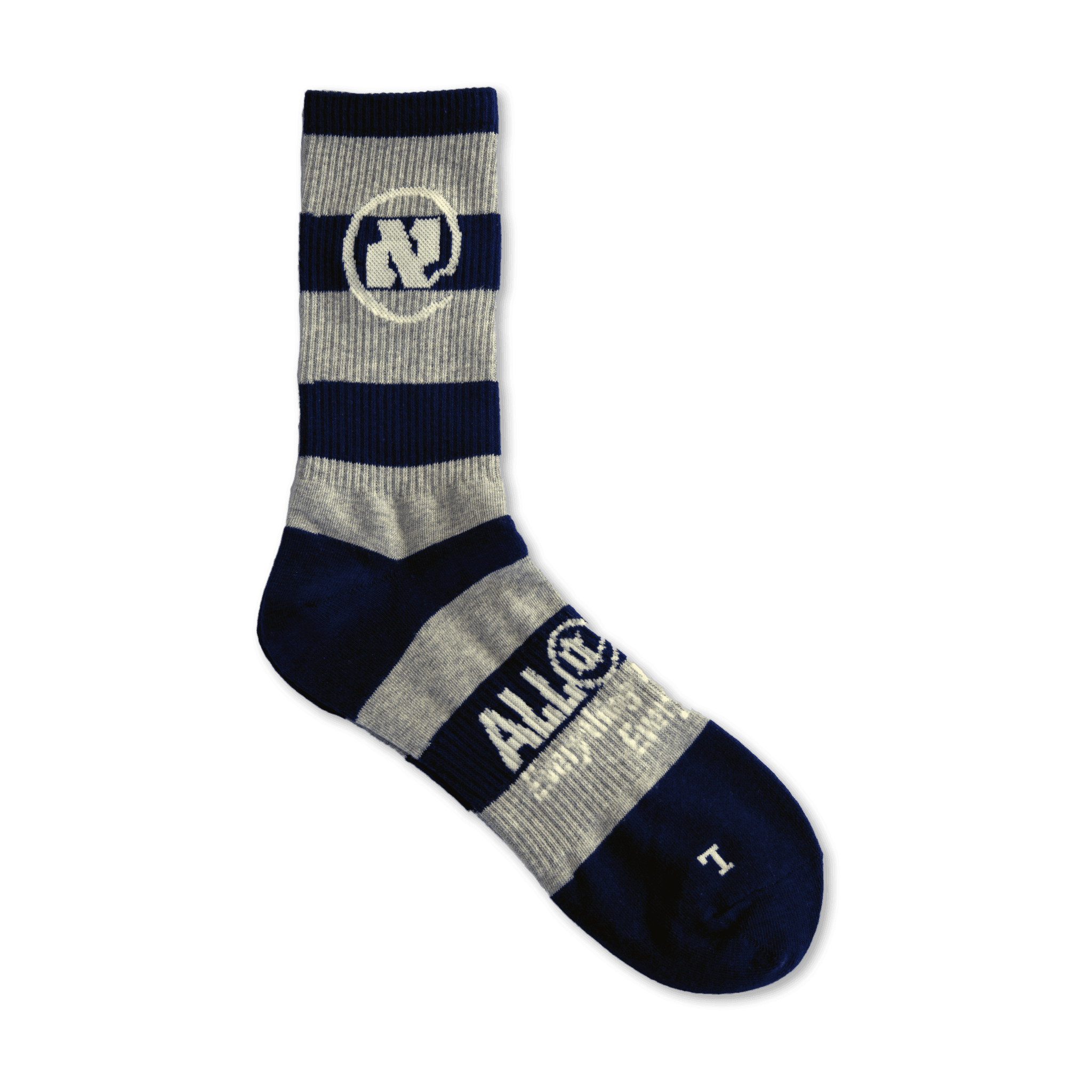 Heather Grey and Dark Blue Striped Alef Socks - All@Once