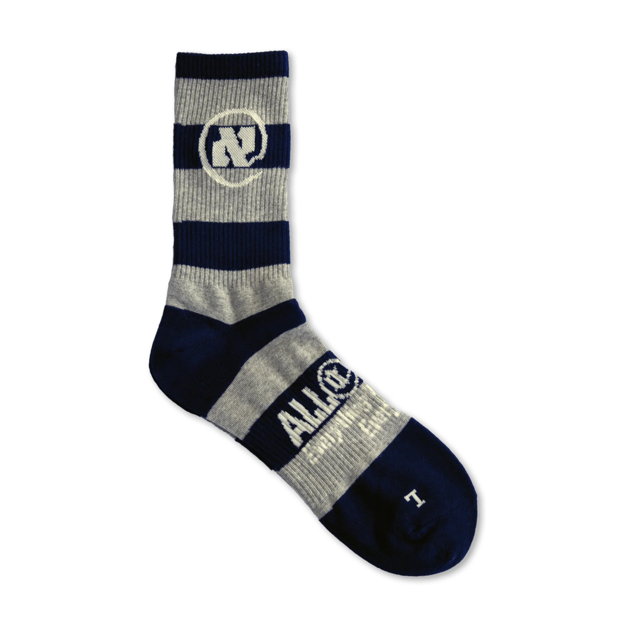 Heather Grey and Dark Blue Striped Alef Socks - All@Once