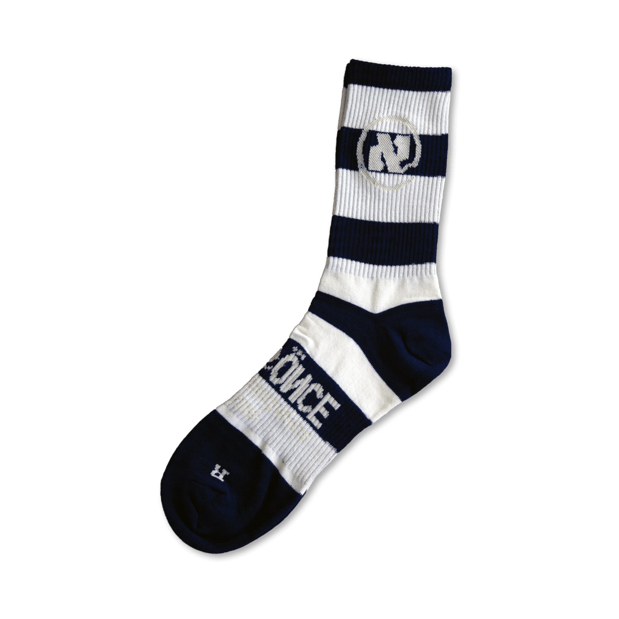 White and Dark Blue Striped Alef Socks - All@Once