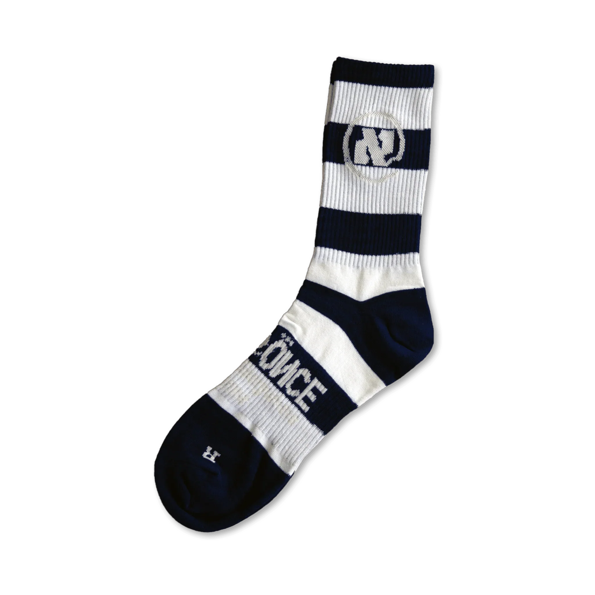 White and Dark Blue Striped Alef Socks - All@Once
