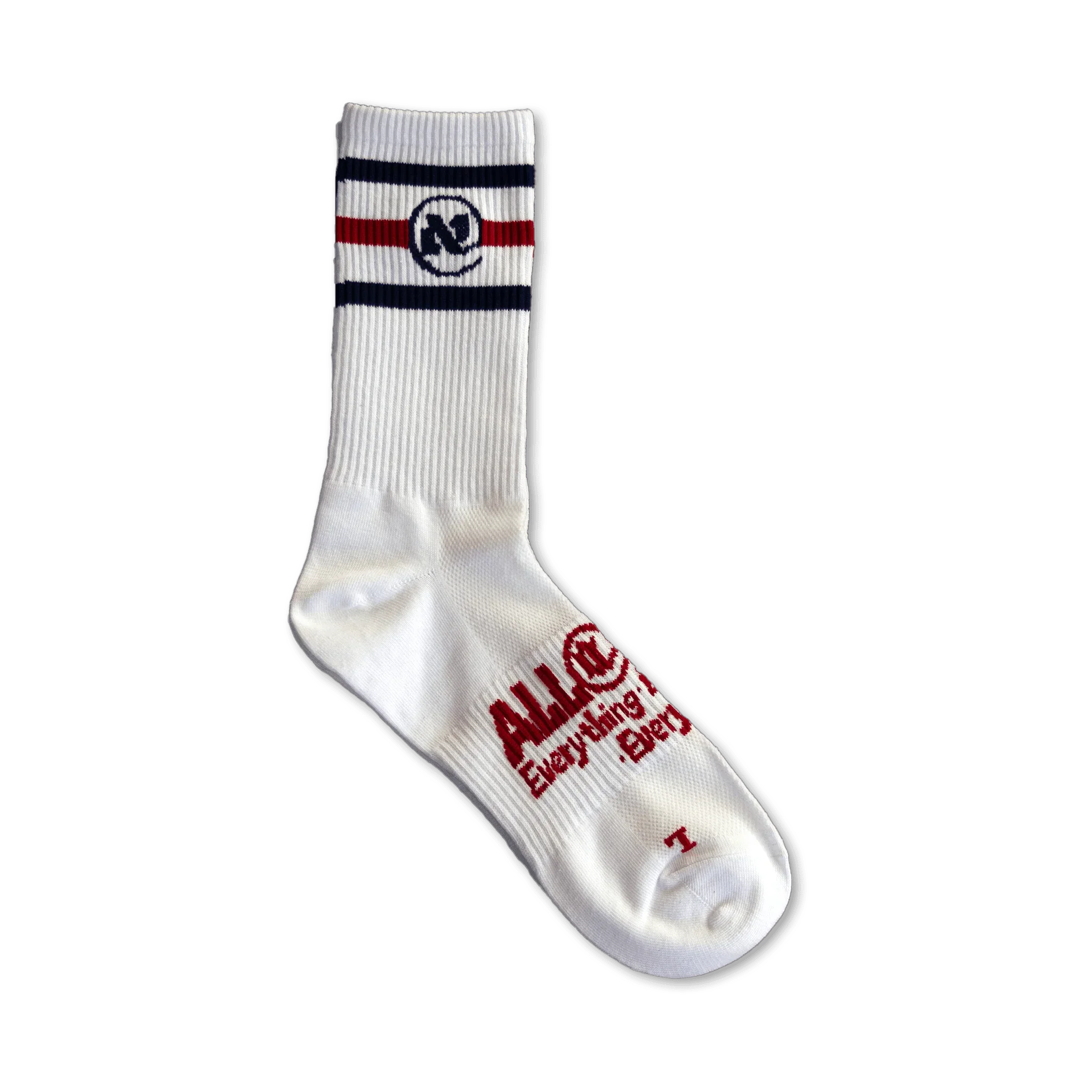 White and Red UNI Alef Socks - All@Once