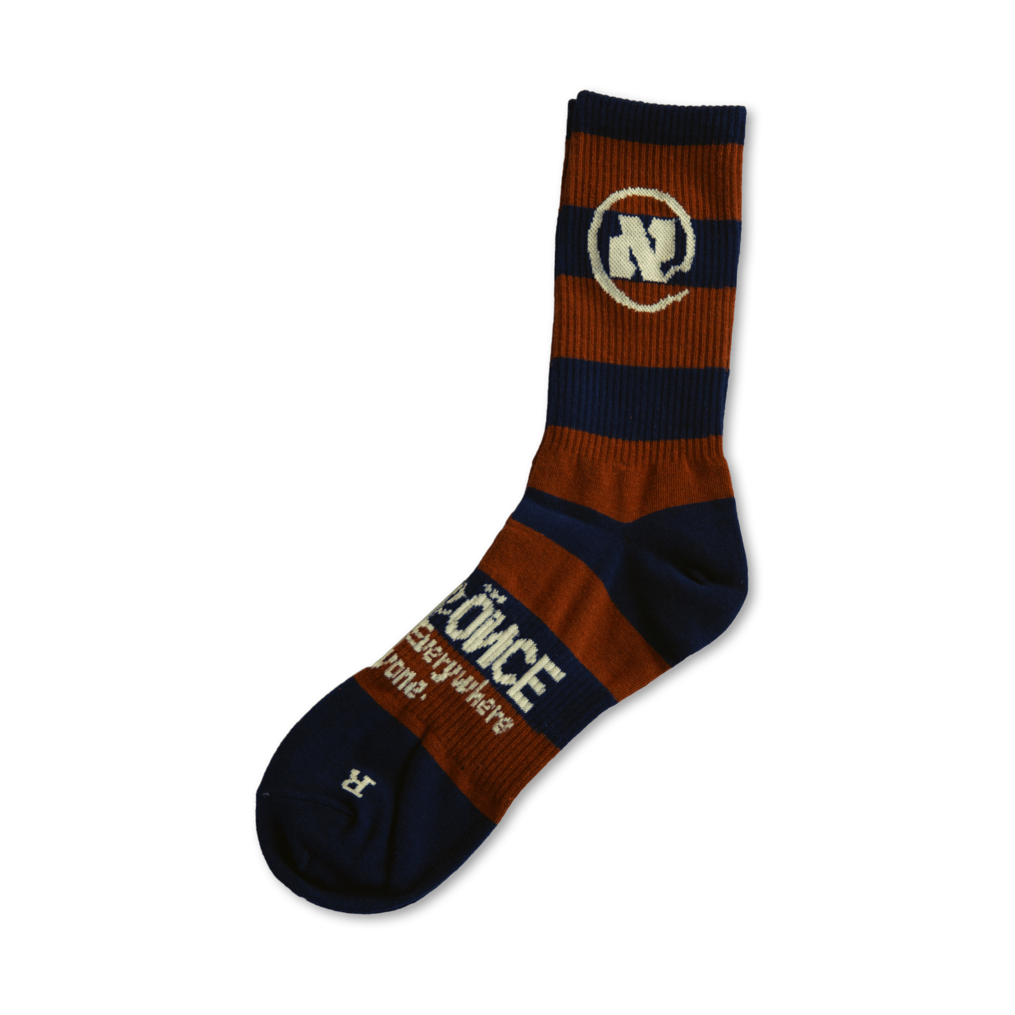 Brown and Dark Blue Striped Alef Socks - All@Once