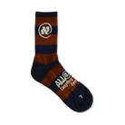 Brown and Dark Blue Striped Alef Socks - All@Once