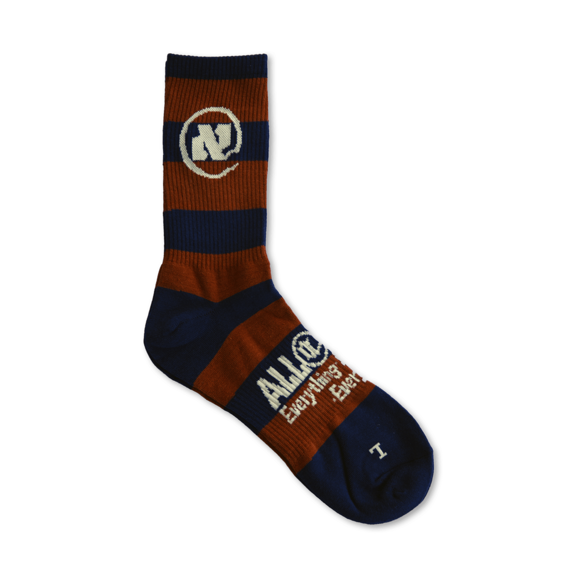 Brown and Dark Blue Striped Alef Socks - All@Once