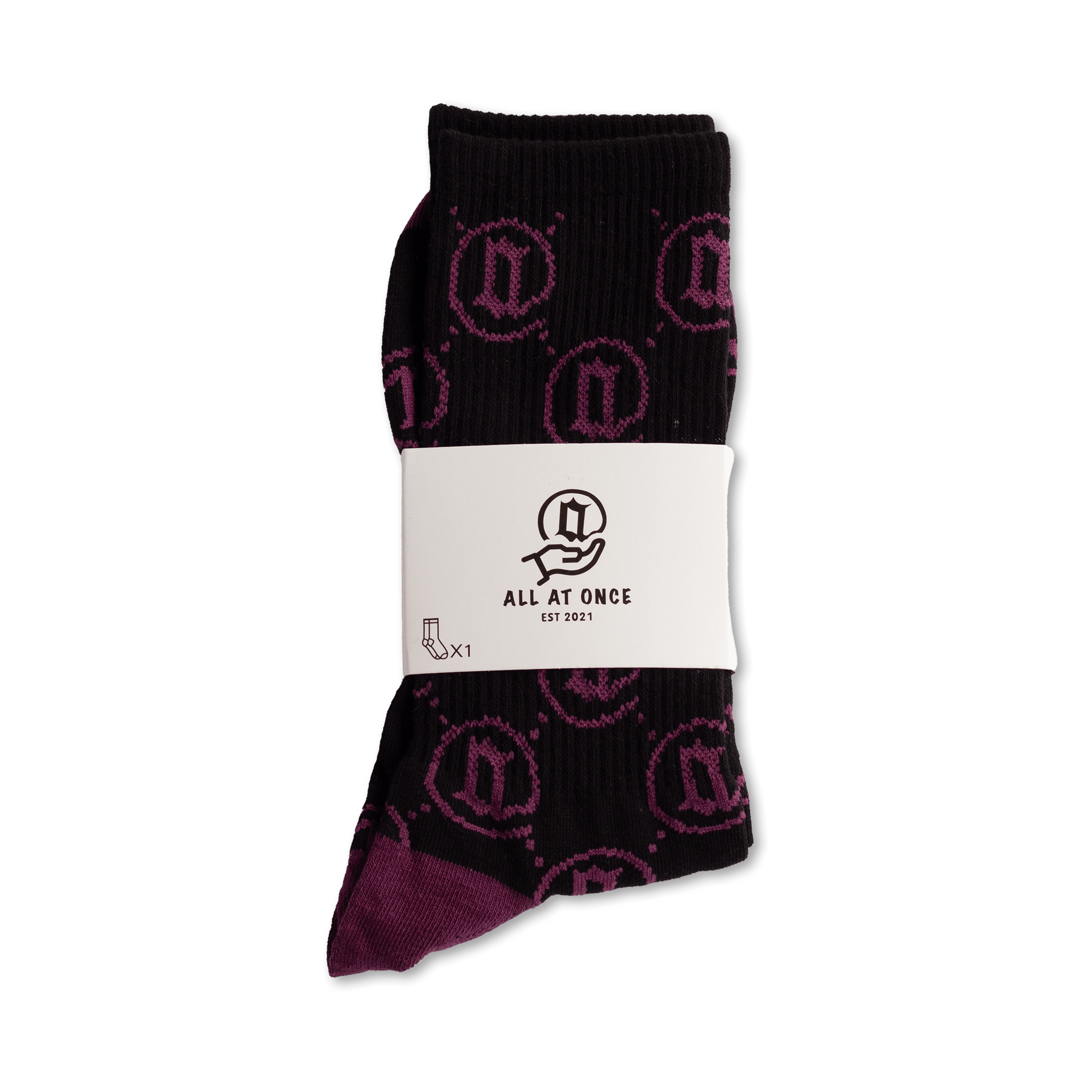 Burgundy Monogram Socks - All@Once