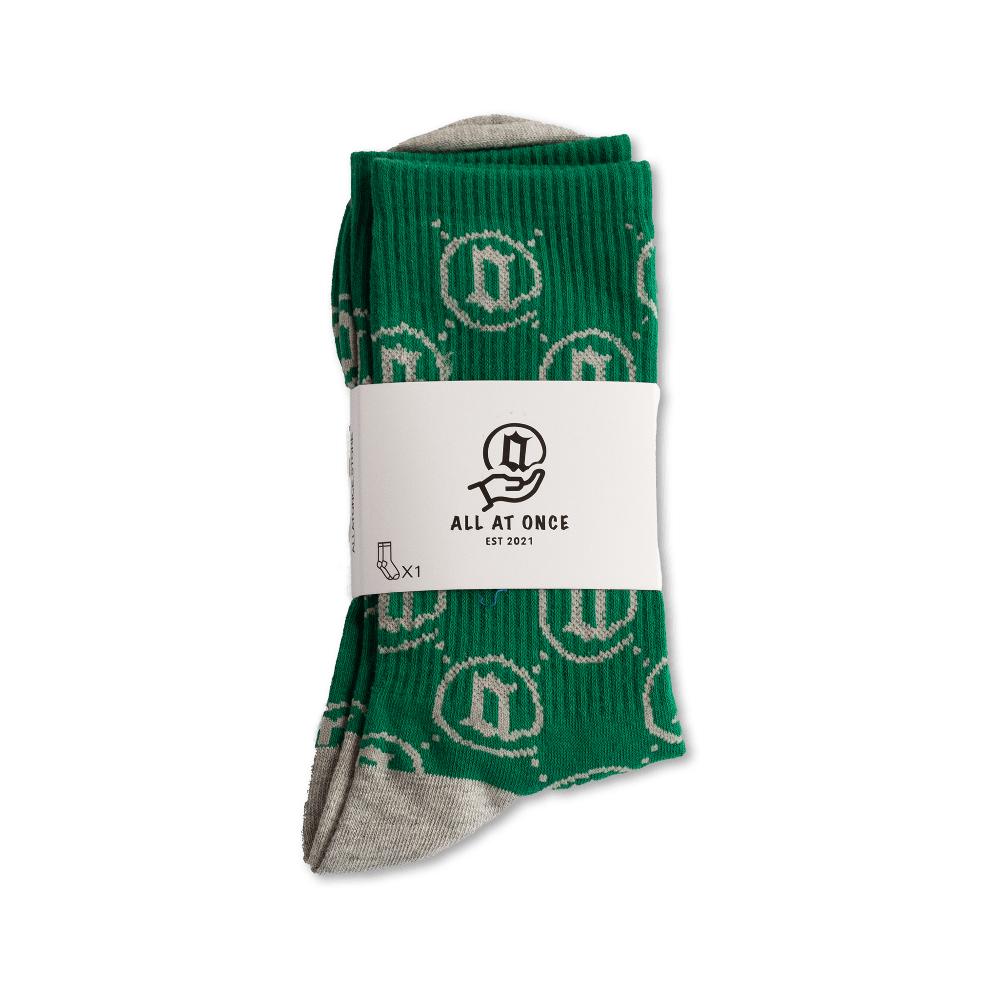 Green Monogram Socks - All@Once