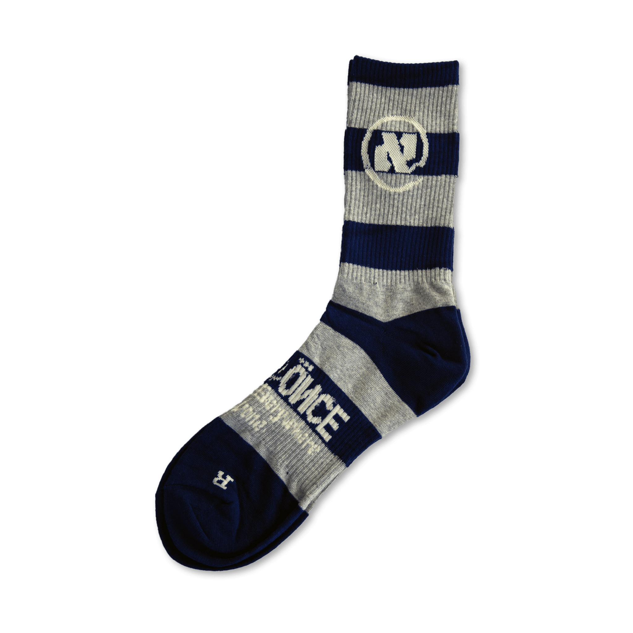 Heather Grey and Dark Blue Striped Alef Socks - All@Once