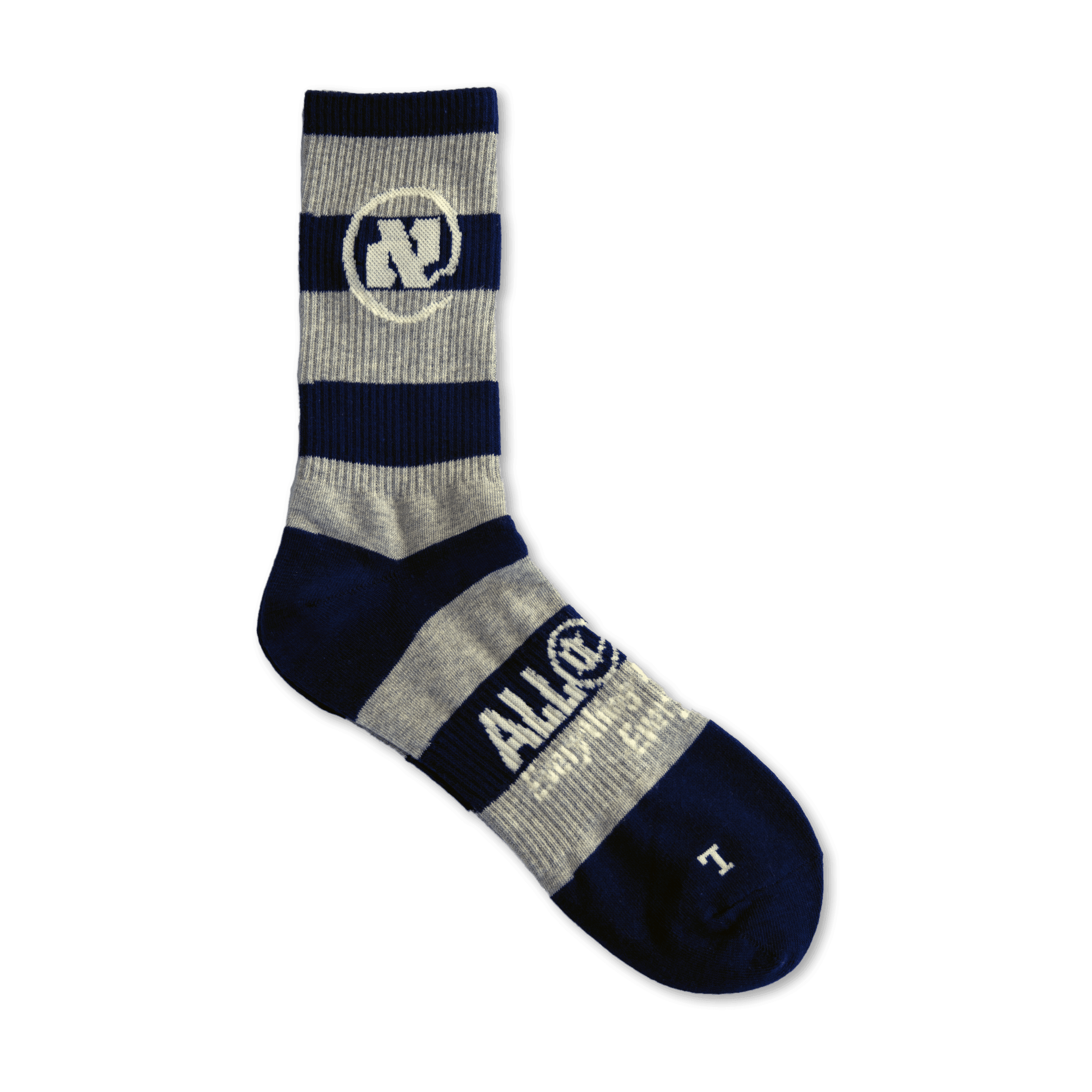 Heather Grey and Dark Blue Striped Alef Socks - All@Once