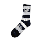 White and Dark Blue Striped Alef Socks - All@Once