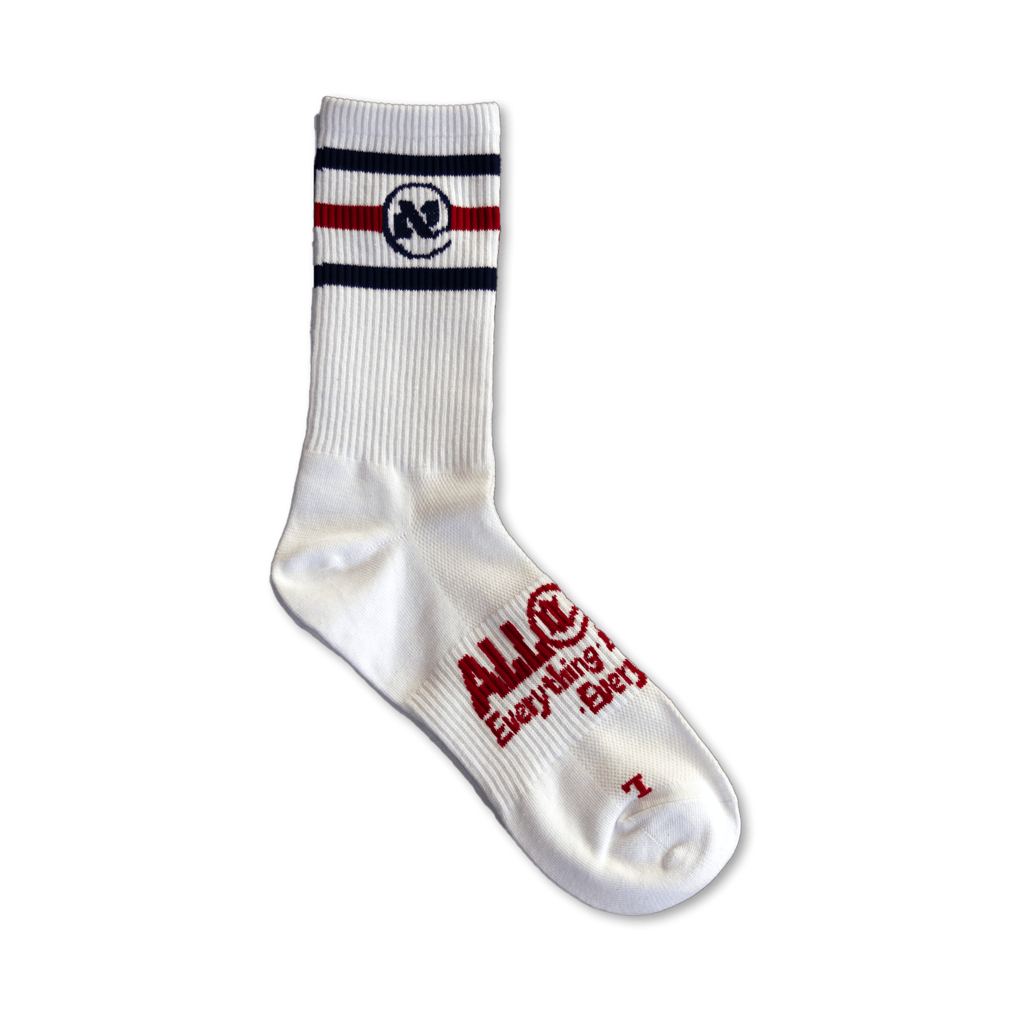 White and Red UNI Alef Socks - All@Once